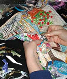 Detail: Kate working on tapestry